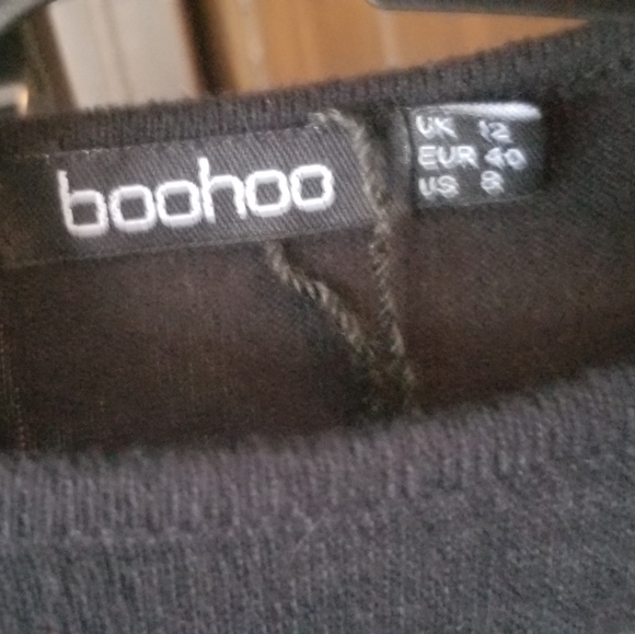 Boohoo Black Maddison Flute Hem Midaxi Maxi Dress - Picture 5 of 6